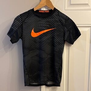 Nike Pro Black and Orange Athletic Tee